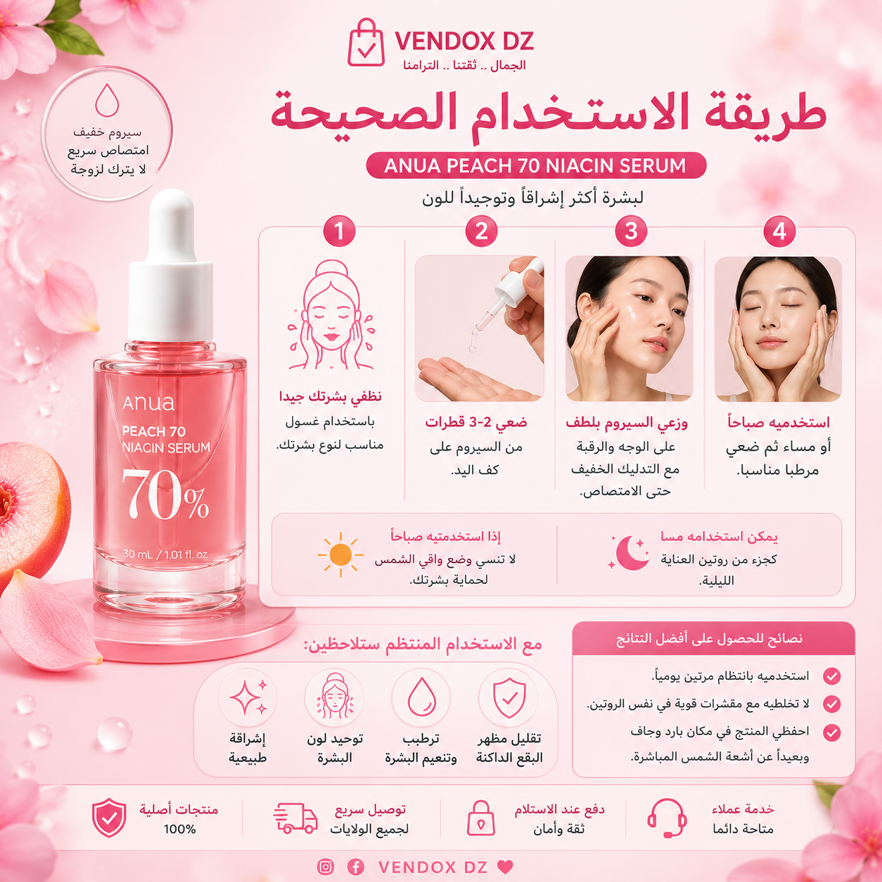 طريقة استخدام سيروم Peach 70
